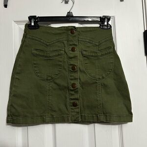 Forever 21 Green Button-Front Mini Skirt